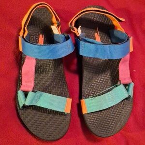 Women's Multi-Color Sport Sandals - Blue, Teal & Pink